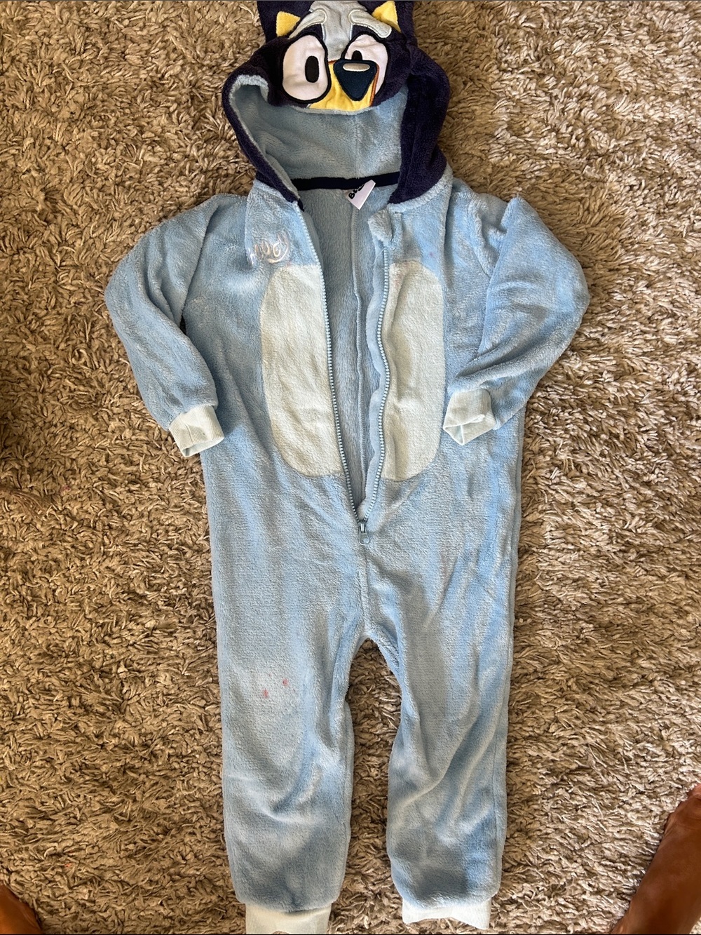 Blue Plush Penguin Hooded Footie One-Piece for Kids